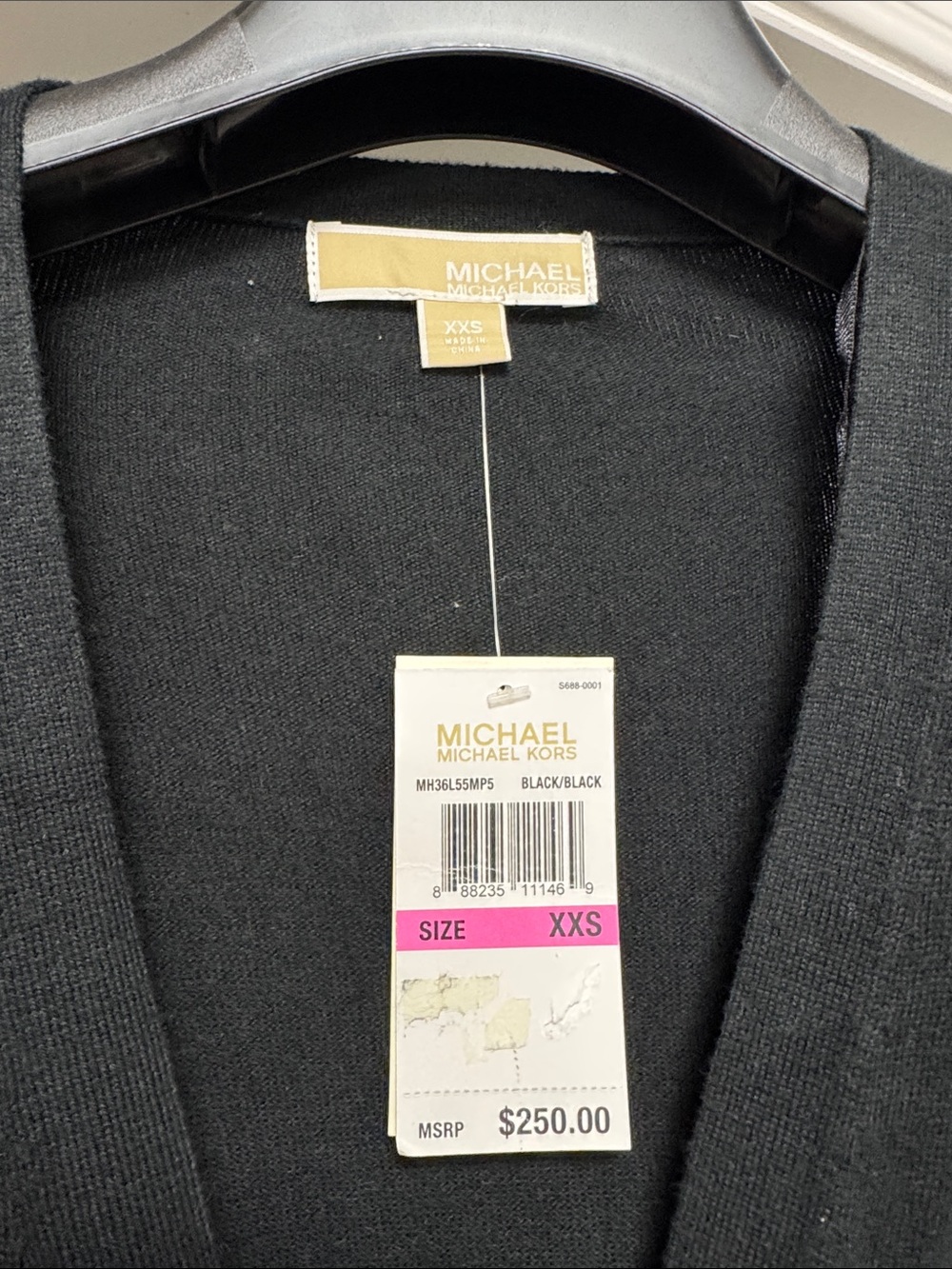 Michael Kors Black Sequin-Sleeve Cardigan oversized - Picture 3 of 4